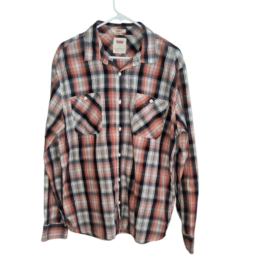 Men's Levi's Standard Fit Plaid Button Up Shirt Size L